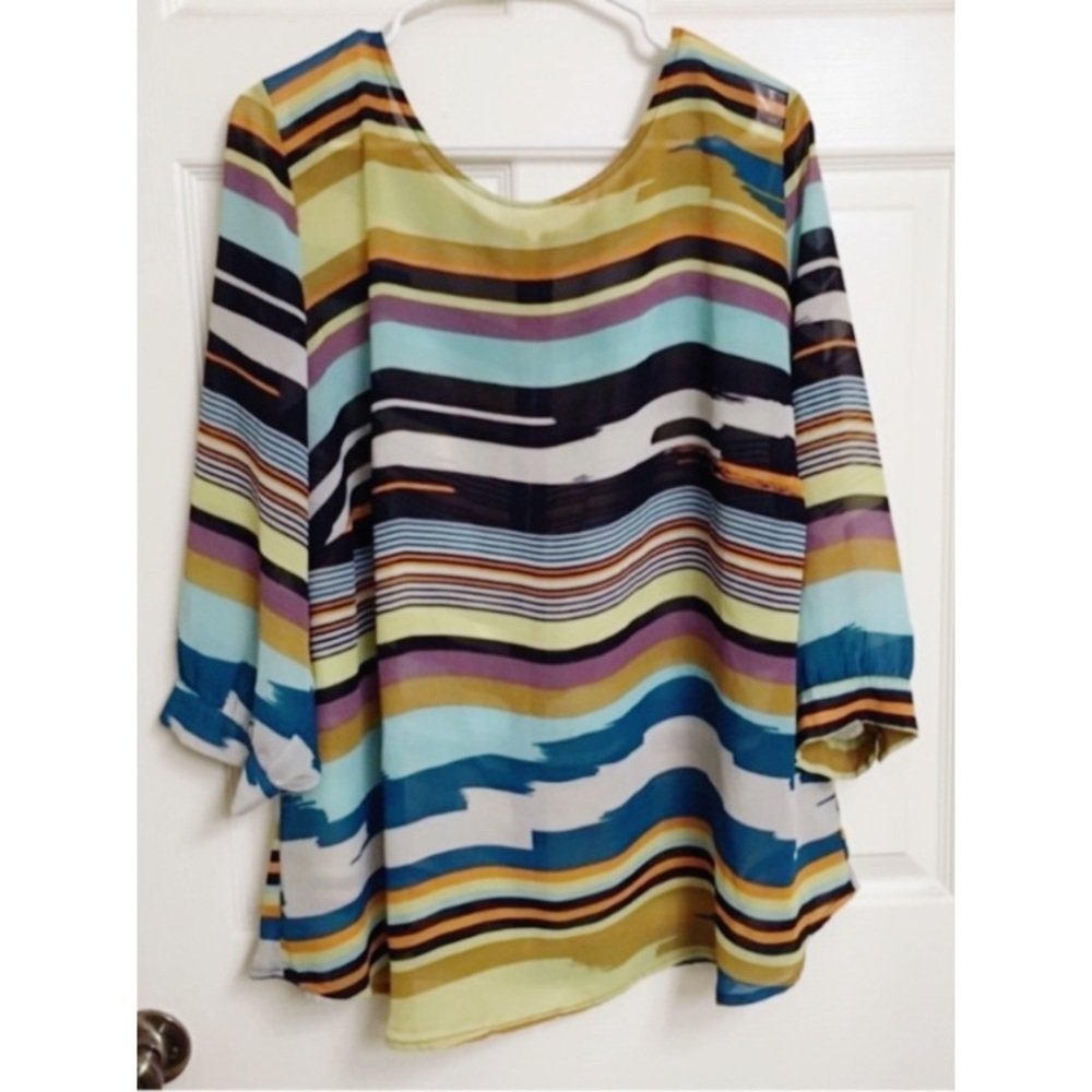 MADISON PAIGE II Striped Blouse Size 2XL